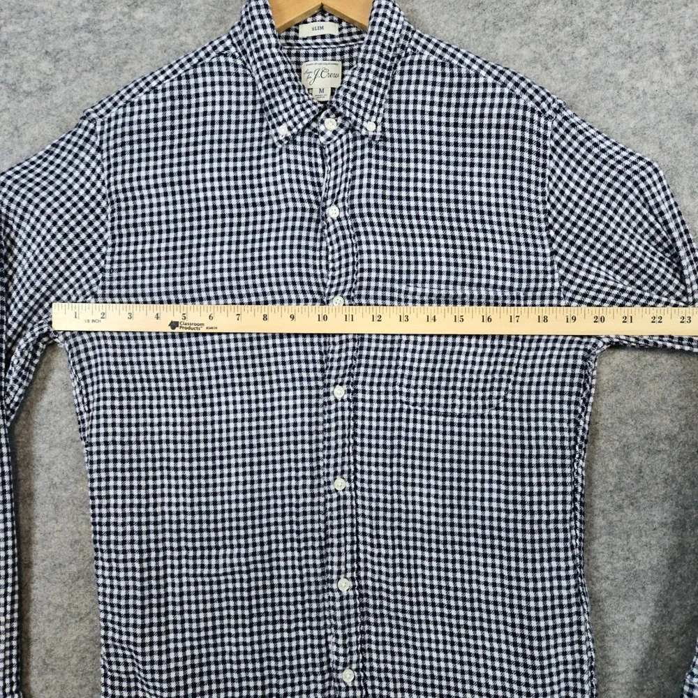 J Crew Men's Navy & White Mini-Check Shirt Size M Slim Fit‎ Super Soft Thick